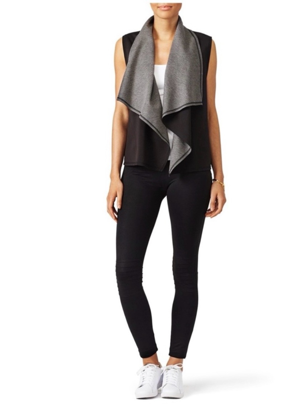 Alala Heather Gray/Black Sleeveless Draped Vest